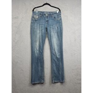 Grace in LA Jeans Womens 31 Bootcut Low Rise Medium Wash Bling Cowgirl‎ Western